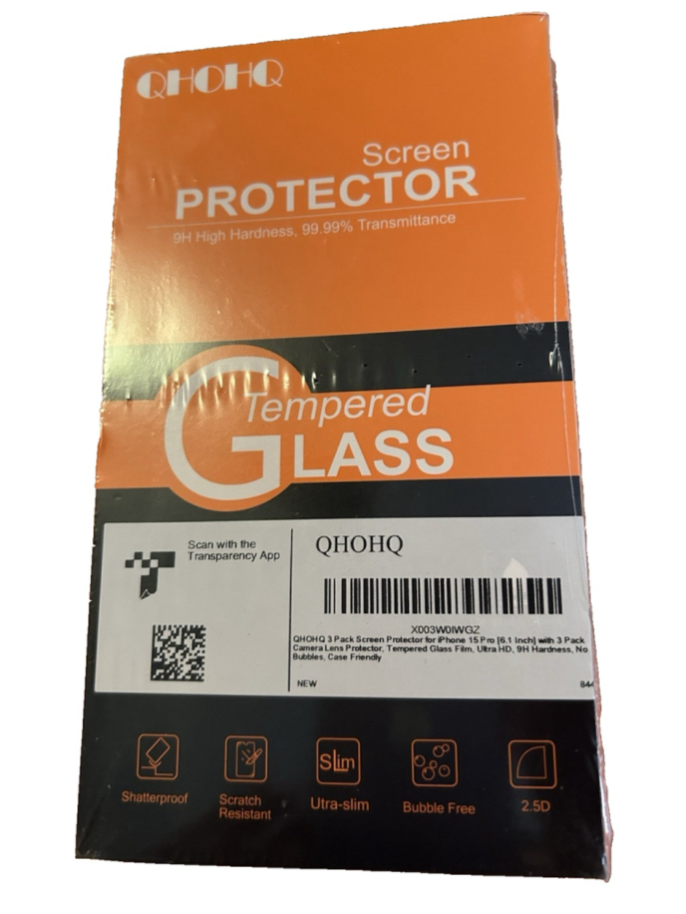 Screen Protector 9H High Hardness 99.99% Transmittance 3 Pack iPhone 15 Pro New